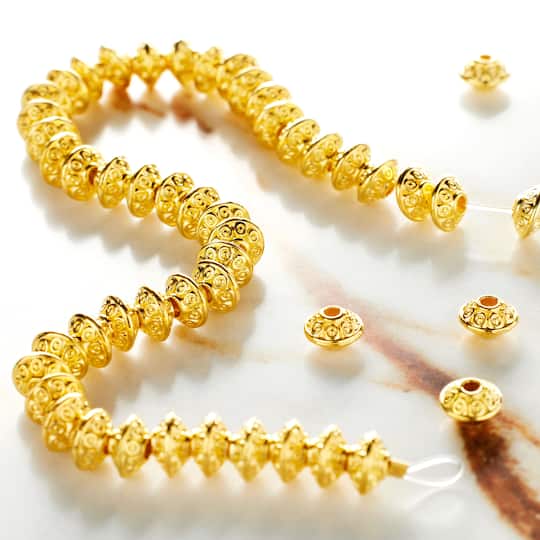 12 Pack: Gold Spot Rondelle Beads, 6mm by Bead Landing™